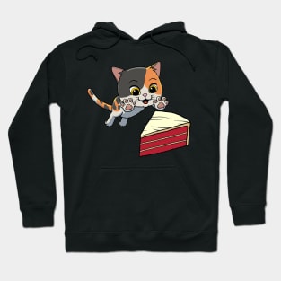 Munchkin Cat excited to eat Red Velvet Cake Hoodie